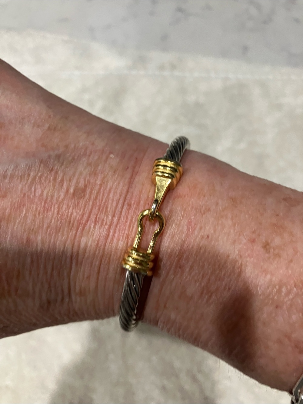 David Yurman Two-Tone Cable Bracelet in Silver and Gold - Picture 4 of 11